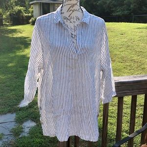 Artisan NY Blue & White Striped Linen Tunic
